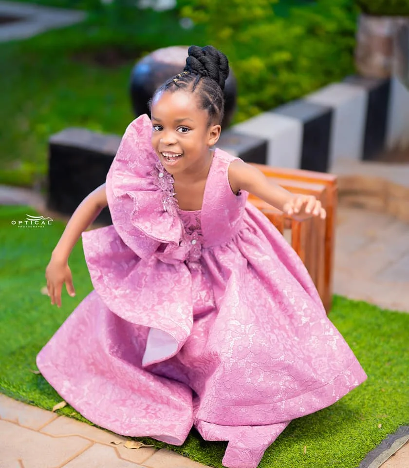 Vestidos de encaje rosa para niña, vestido largo hasta el suelo para boda, navidad, cumpleaños, bautizo