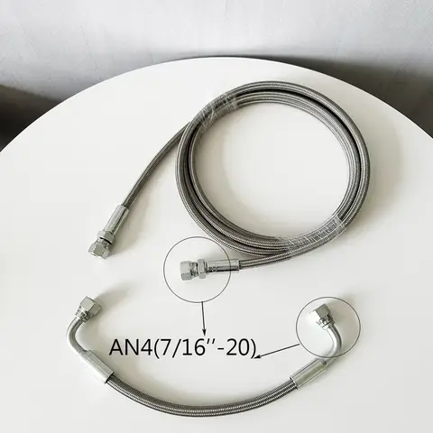 Turbo-matningsledning rostfritt stål flätad AN4 0-90° rak slangände fjärrstyrd oljeavtappnings- och returledning flexibel och läckagesäker 30-500 cm 10 best sales avloppsslang - №4