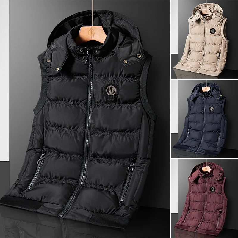 

Удобный хлопковый жилет, ветрозащитный мужской костюм высокого качества с капюшоном, утепленные теплые парки без рукавов Roupas Masculinas