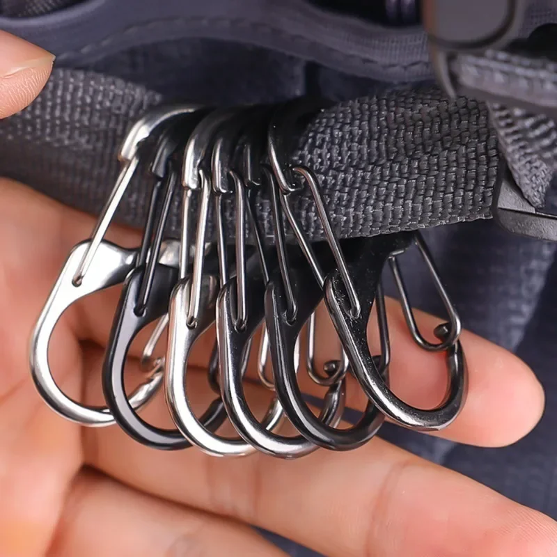 5Pcs S Type Zinc Alloy Carabiner with Lock Mini Keychain Hook Anti-Theft Outdoor Camping Backpack Buckle Key-Lock Accessories