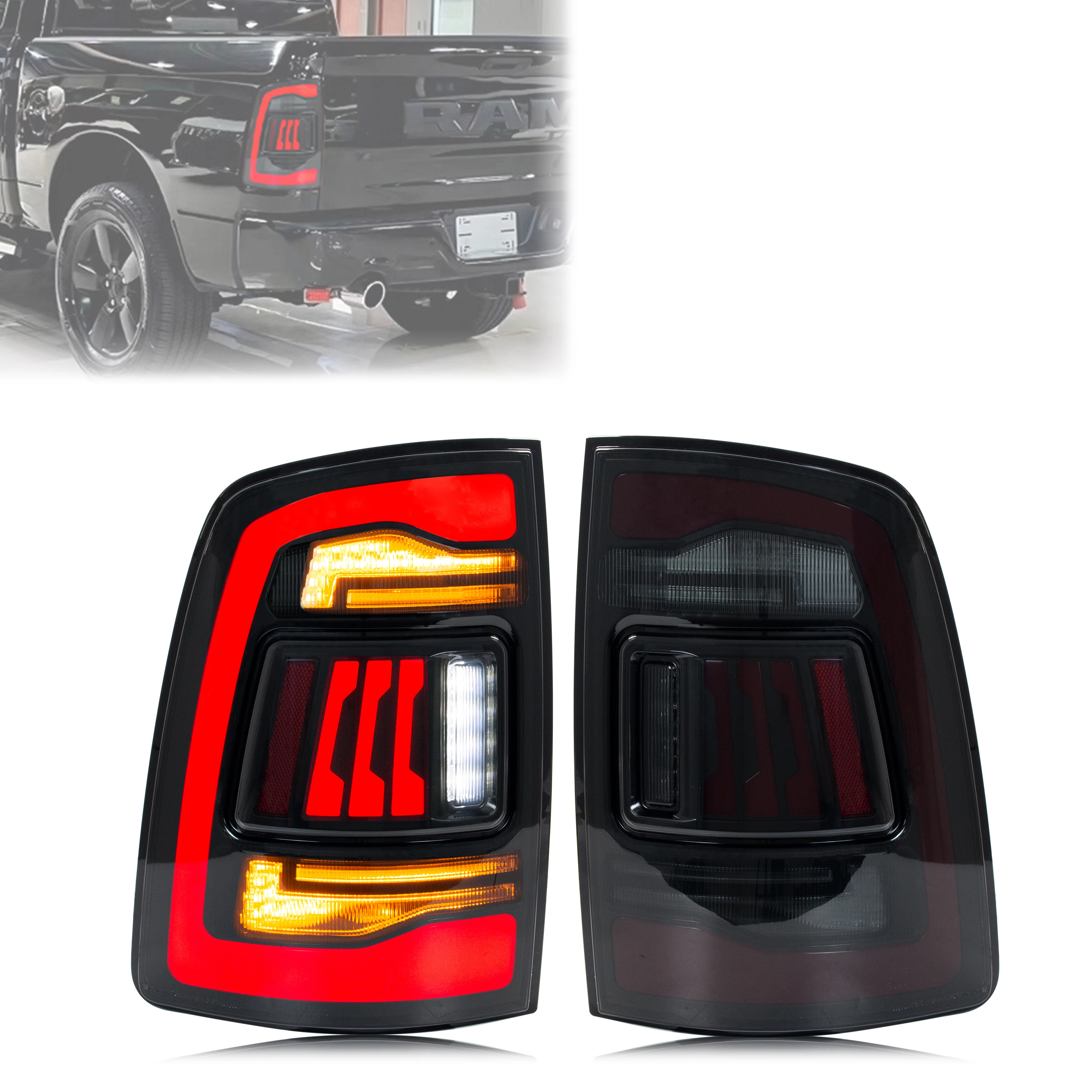 

LED Tail Lights for Dodge Ram 2009-2012 1500 2500 3500 4th Gen Dynamic Animation Sequential Turn Signal Rear Lamps Assembly