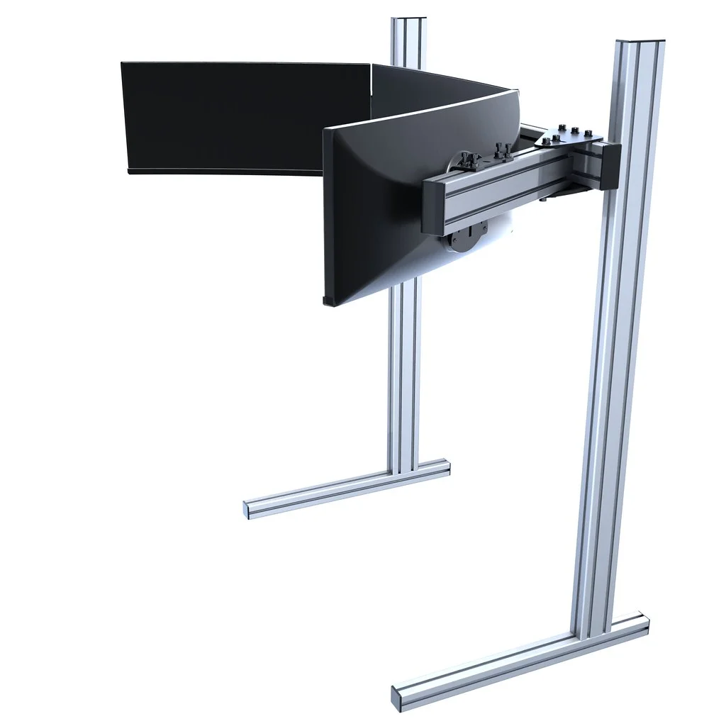 Custom Sim Racing Motion Simulator TV Screen Support with 4080 4040 Series T Slot Black Anodized Extrusion Triple Monitor Stand