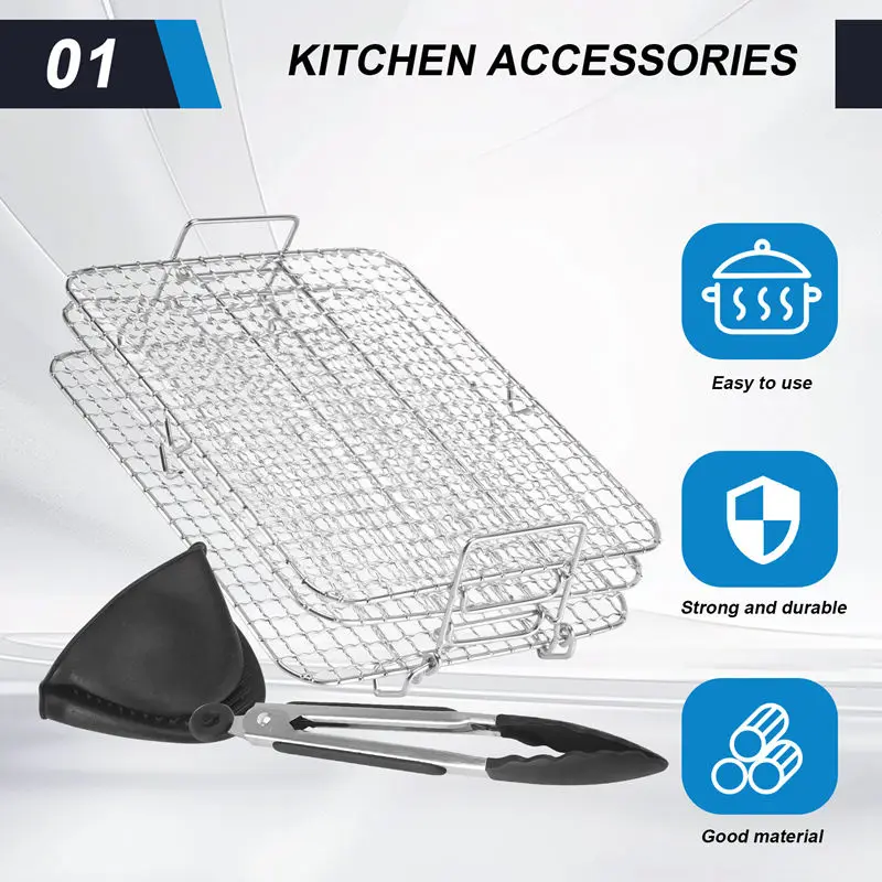 رف مقلاة هوائية لمقلاة هوائية Foodi Grill XL، رف تجفيف متعدد الطبقات، ملحقات مقلاة الهواء - A07G