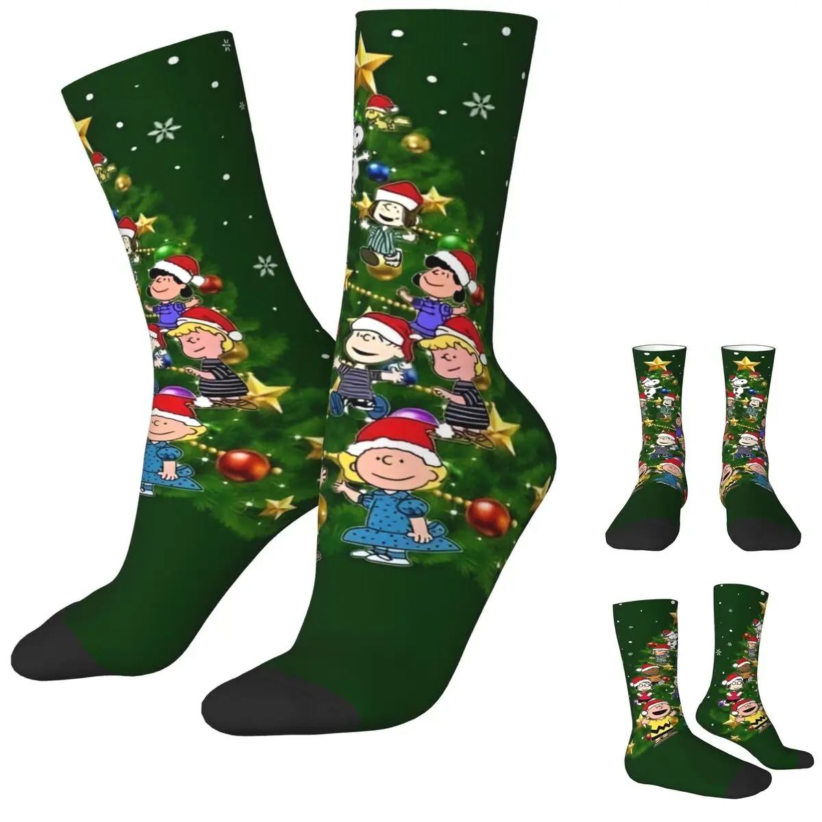 Merry Christmas Snoopy Stockings Christmas Tree Pattern Socks Autumn Anti Sweat Socks Couple Running Sports Medium Soft Socks