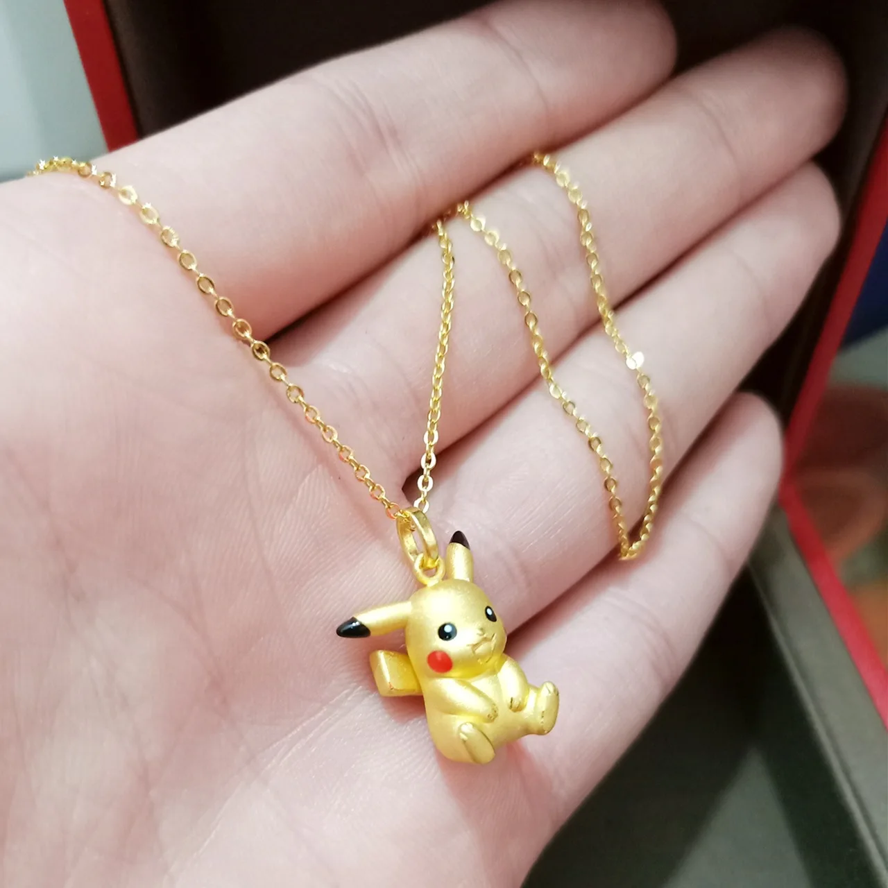 Pokémon Necklace Kawaii Golden Lightning Mouse Pendants Cartoon Figure Fans Collection Present Yellow Jewelry Sweater Chain Gift