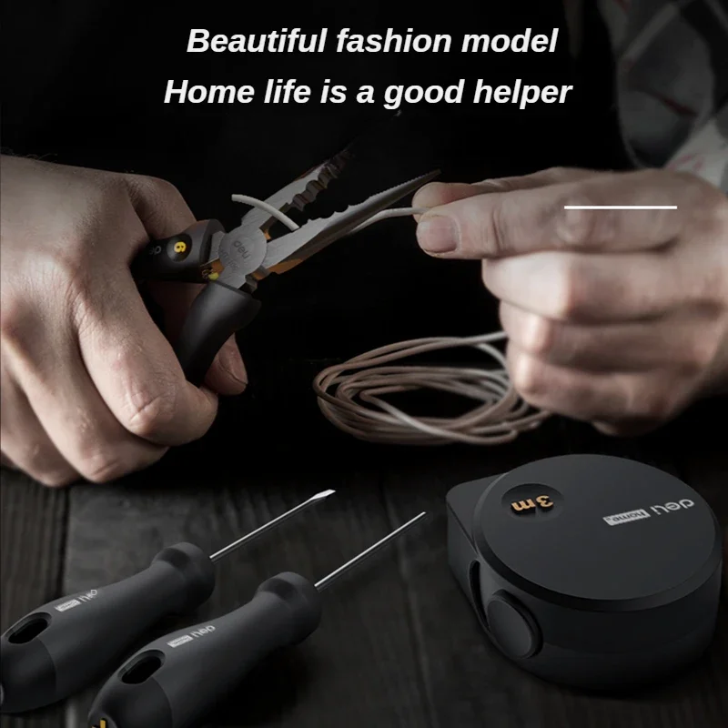 Deli Nuovo set di attrezzi Serie domestica per la casa Cacciavite per uso domestico Chiave a nastro Vice Tape Coltello artistico Prodotto originale grezzo