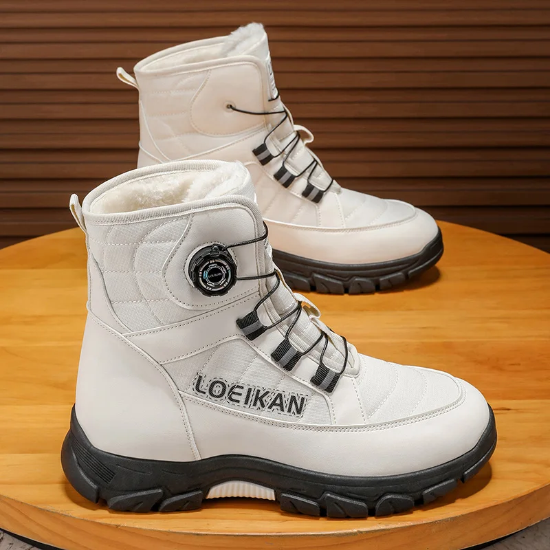 Stivali da neve da uomo nuovi invernali 2025, ispessiti e foderati in cotone, stile versatile e alla moda, abbigliamento da esterno con Street Vibe