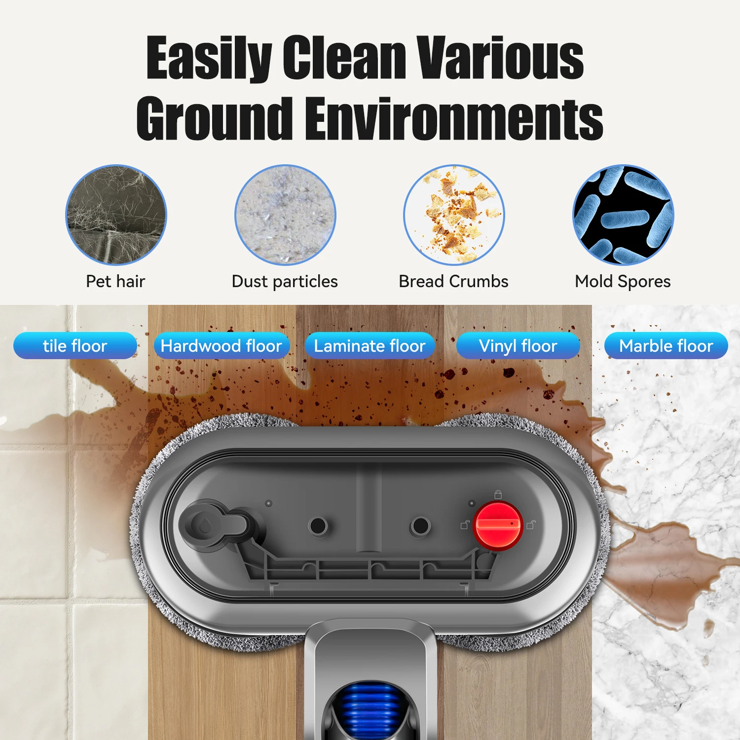 Electric Wet Dry Mop Head Attachments for Dyson V8 V7 V10 V11 V15 Hard Floor Replacement Vacuum Cleaner Accessories view 5