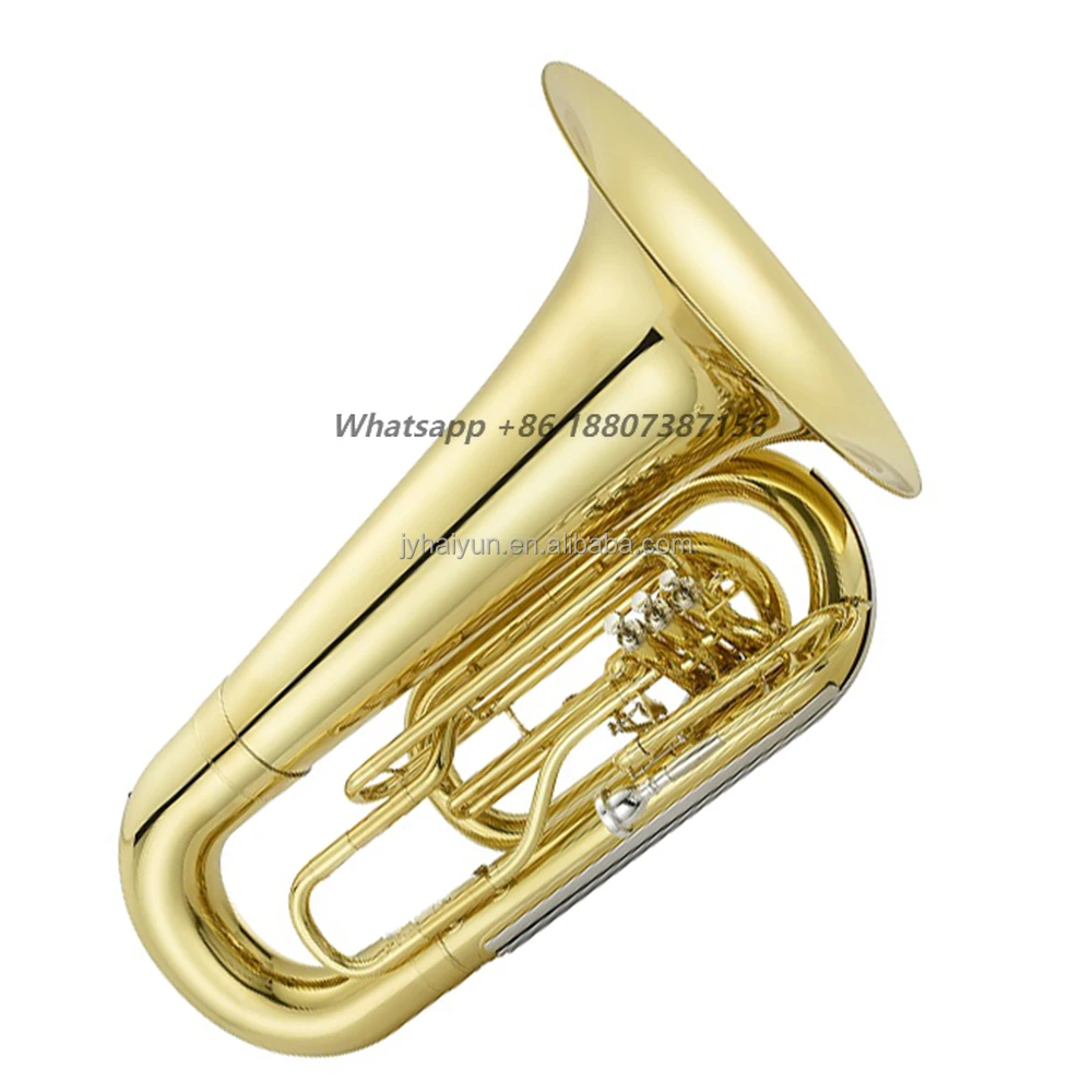SEASOUND OEM Tuba Gold Lacquer 4 Pistons Marching Instrument with BB Key JYTU0754 Trumpet