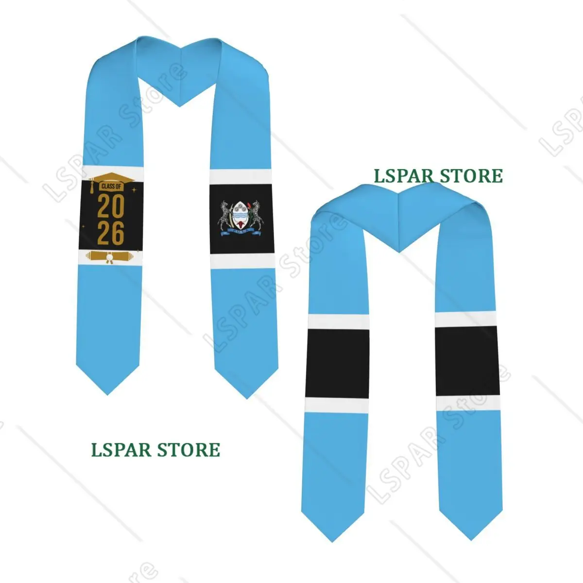 Class Of 2026 Botswana Flag Graduation Stole Sash Scarf For International Students Proud 183CM Long