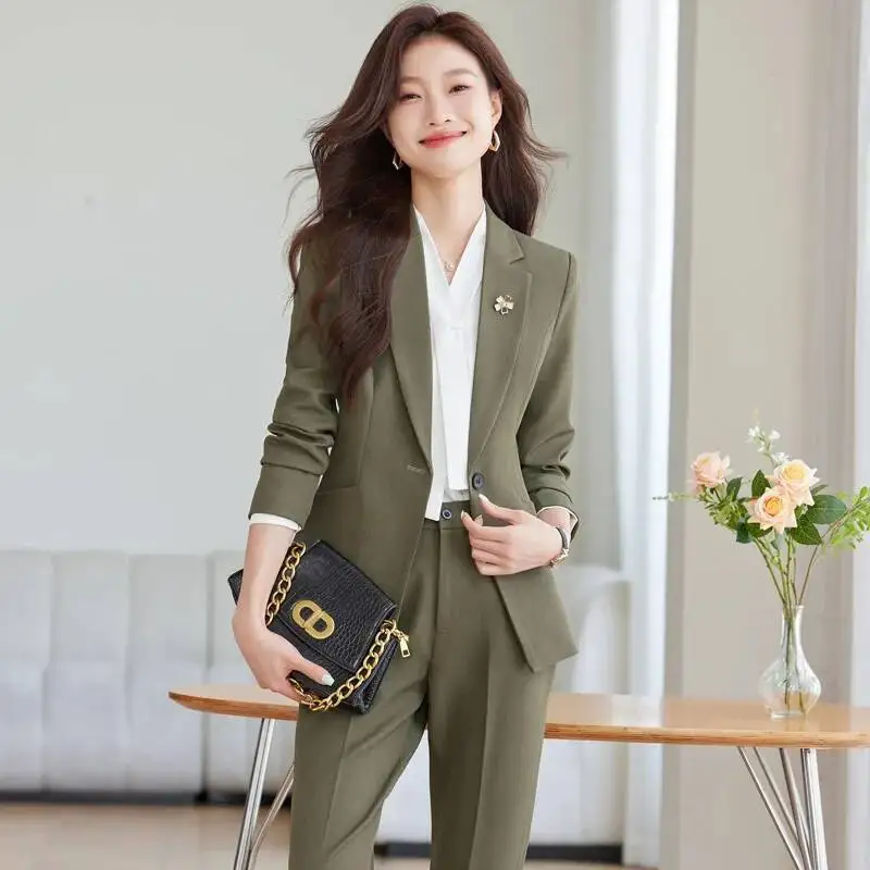 Autumn Winter Formal Uniform Styles Pantsuits with Pants and Jackets Coat Professional Office Work Wear Blazers Business Career