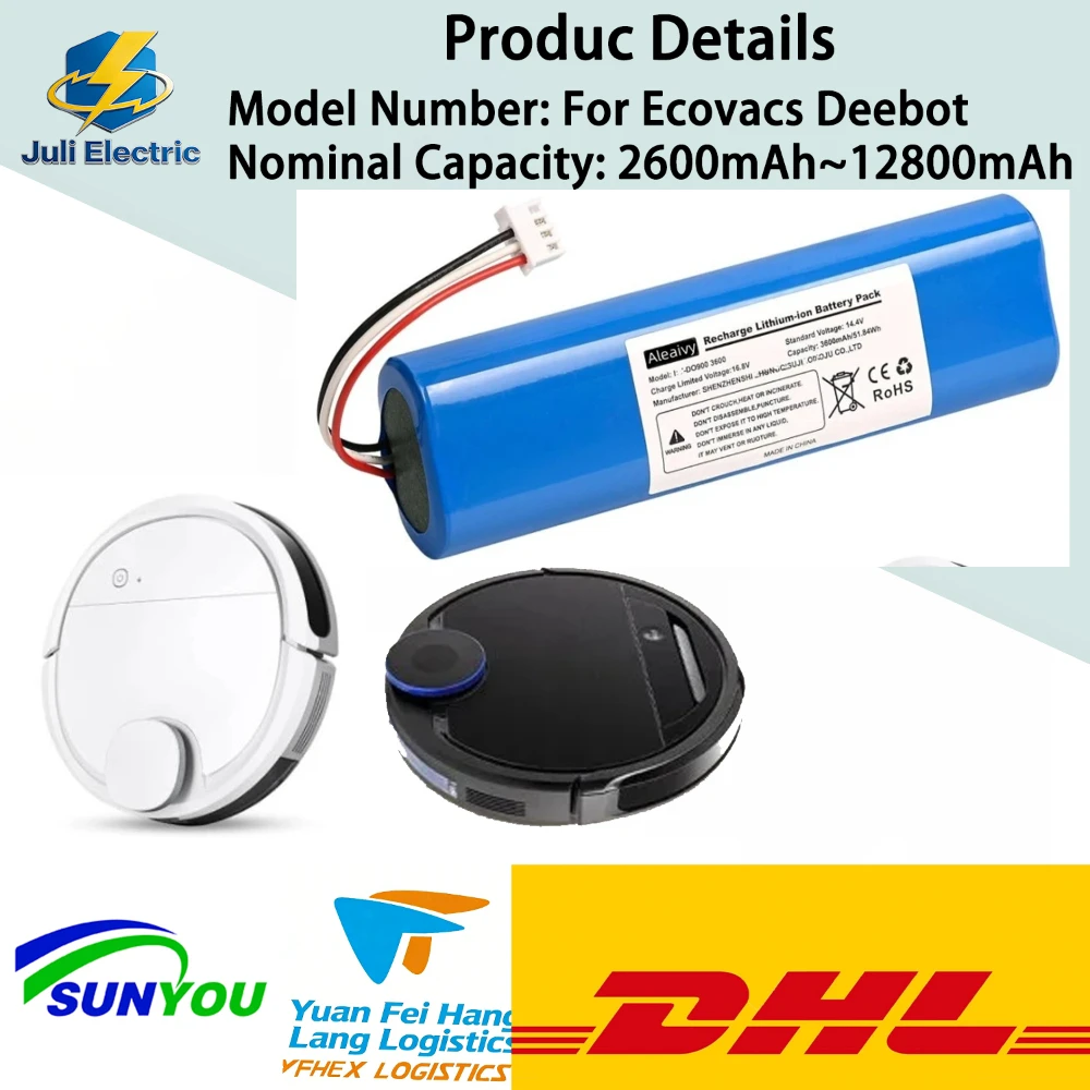 

High Capacity 6800mAh Battery For Ecovacs Deebot Ozmo N8 N8 Pro 900 Series 14.4V Robot Vacuum Cleaner Replacement Parts