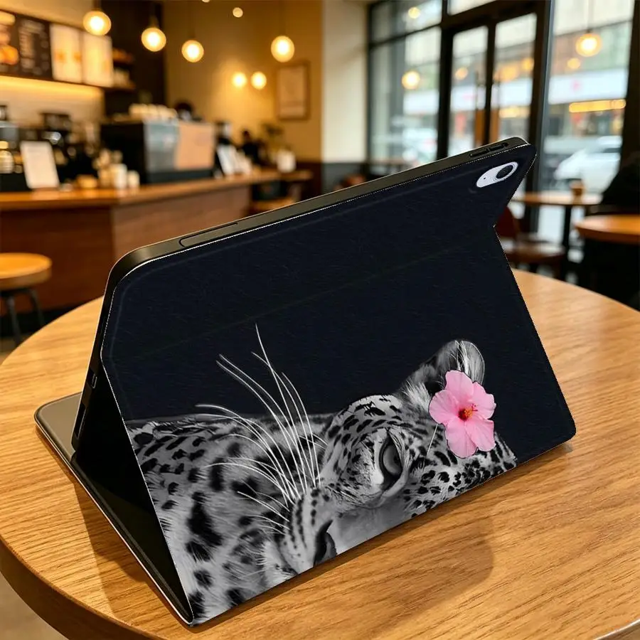 with Pencil Slot Case for Samsung Galaxy Tab S10FE A9Plus S10 Plus A8 A7 Lite S11 S9+ S10 Lite S9 FE A11 S7 S8+ Flower Cheetah