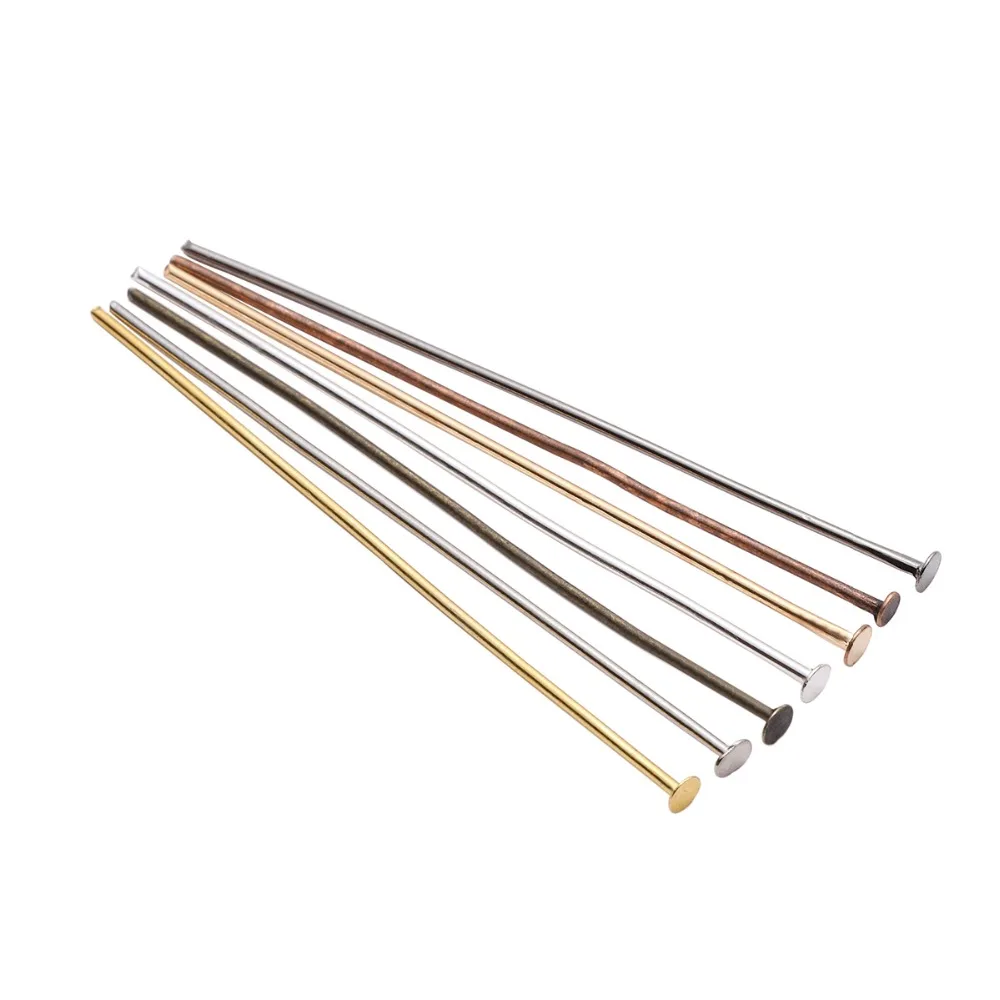 100-200 Stück/Beutel 20 25 30 40 50 60 70 mm Flachkopfnadeln Gold/Kupfer/Rhodium Nietstifte für Schmuckherstellung DIY-Zubehör