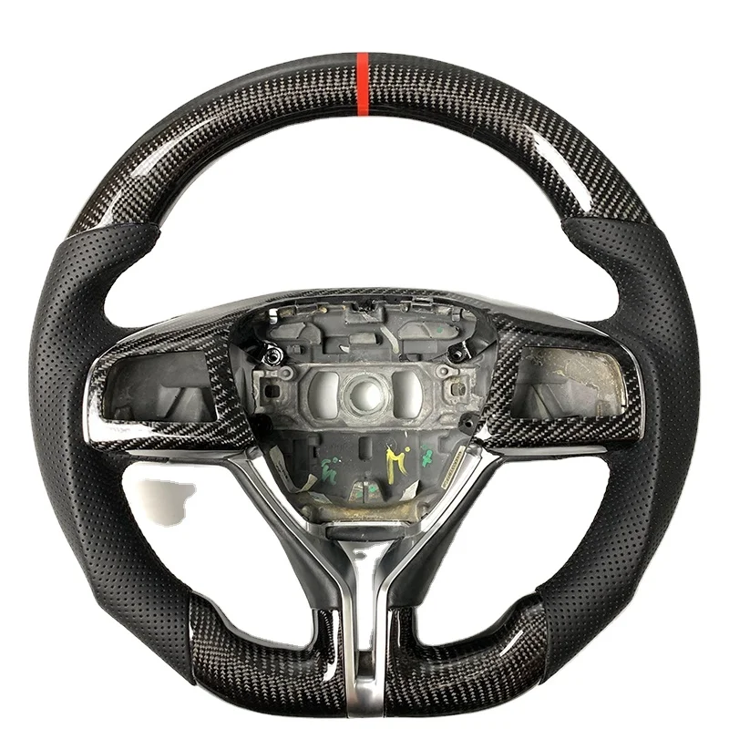 Custom Car Interior Carbon Fiber Steering Wheel Covered Perforated Leather for Maserati President Ghibli Levante Without airbags