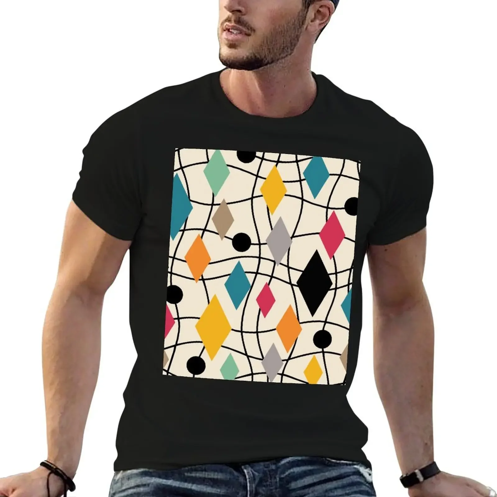 Colorful Mid Century Modern Geometric Abstract 546 T-Shirt shirts graphic tee man t shirt customs mens t shirt