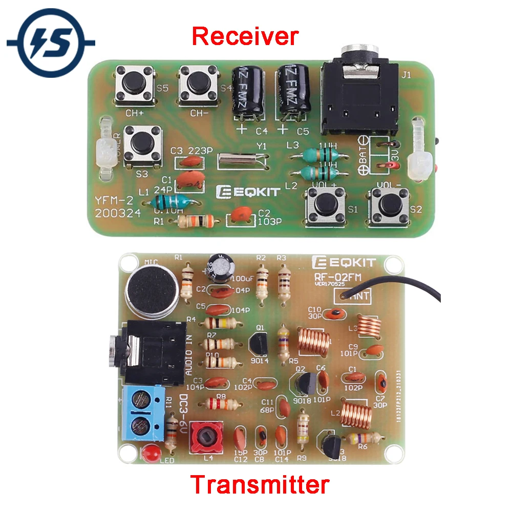 DIY zestaw elektroniczny moduł radia stereo FM 76-108 MHz nadajnik bezprzewodowy obwód odbiornika płytka drukowana projekt praktyki lutowania