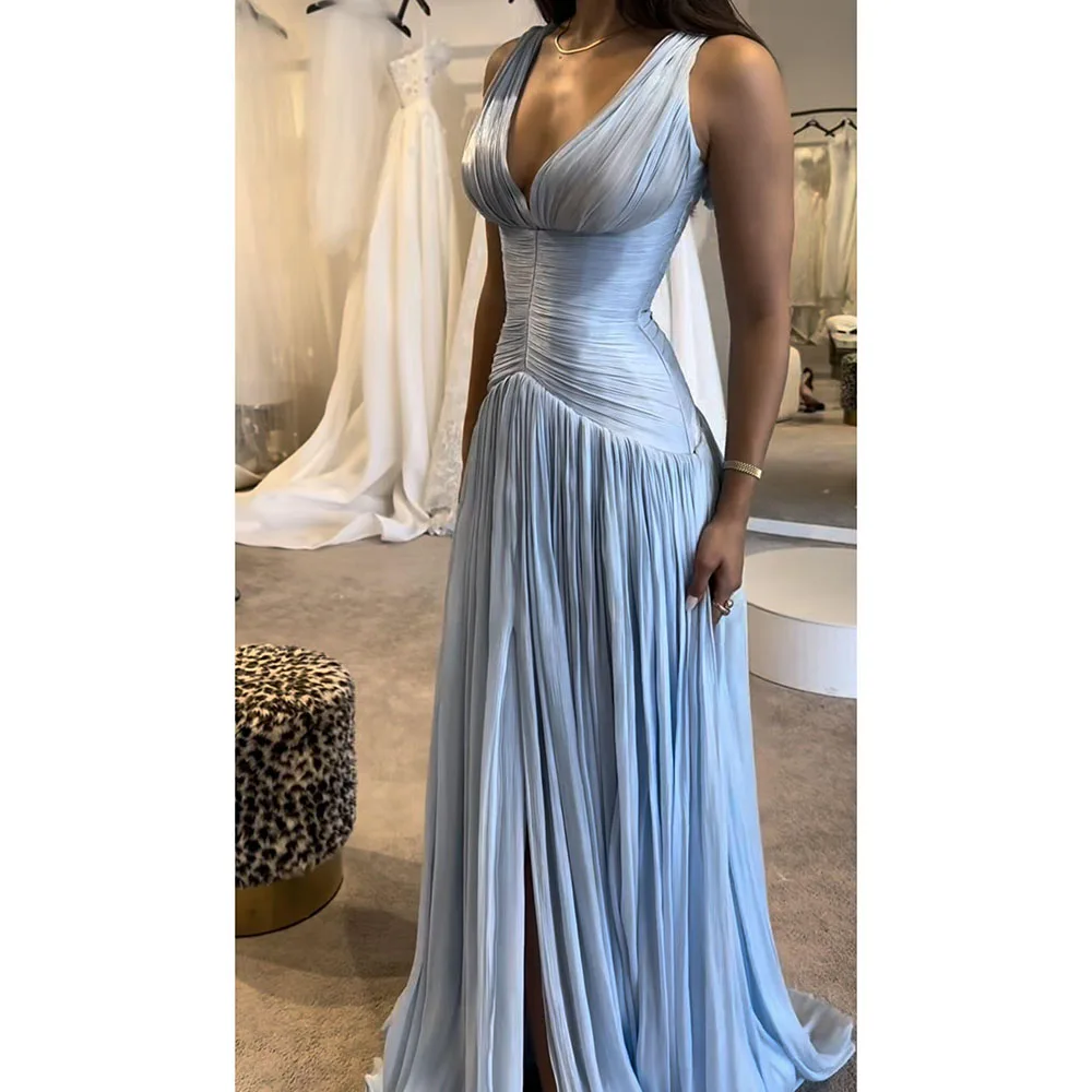 Gaun Malam Elegan Wanita Tanpa Lengan Kualitas Tinggi Perjamuan Selebriti Garis Tanpa Lengan Perjamuan Selebriti Wanita Gaun Klasik