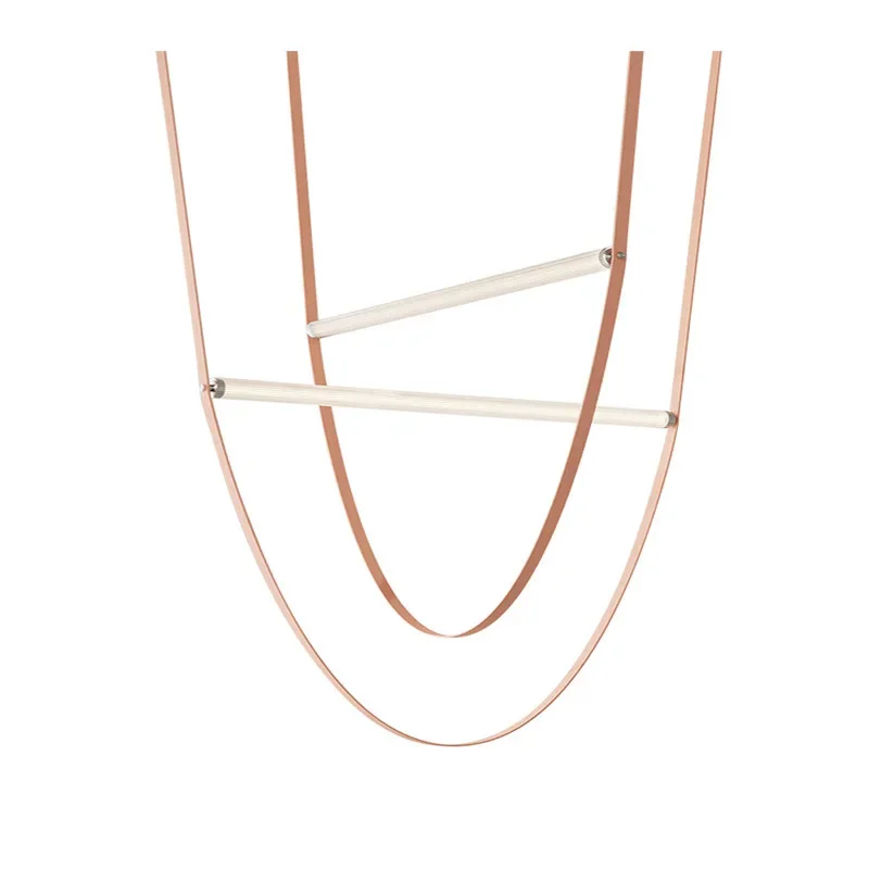 

Duplex jump stairs loft living room chandelier designer minimalist belt empty loft high villa dining room light