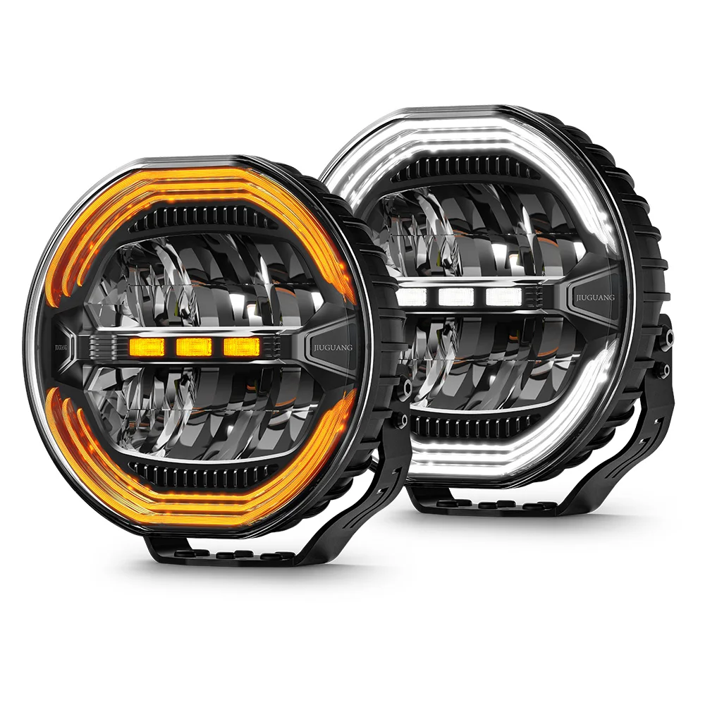 

Hot selling:2025 Newest With Amber White DRL Glare 9 Inch Round Auxiliary Led Driving Headlamp Truck Light 9 Inch for