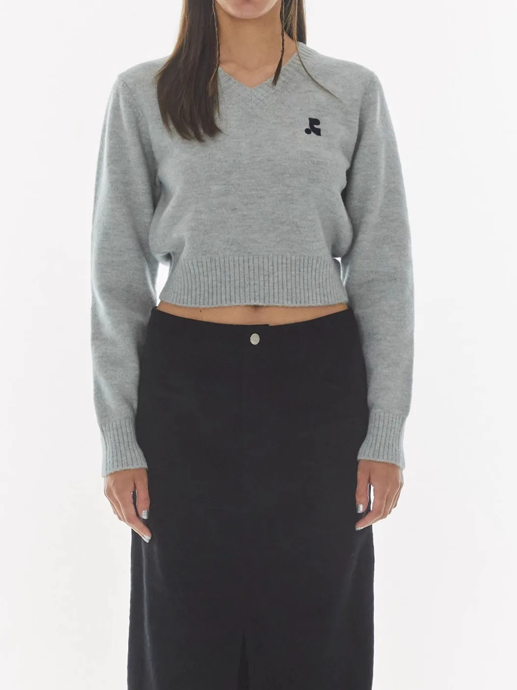 Suéter de punto ort v-ne de cintura alta para mujer, Top Street Sle Slim Fit largo Sve, ropa informal de otoño Faion