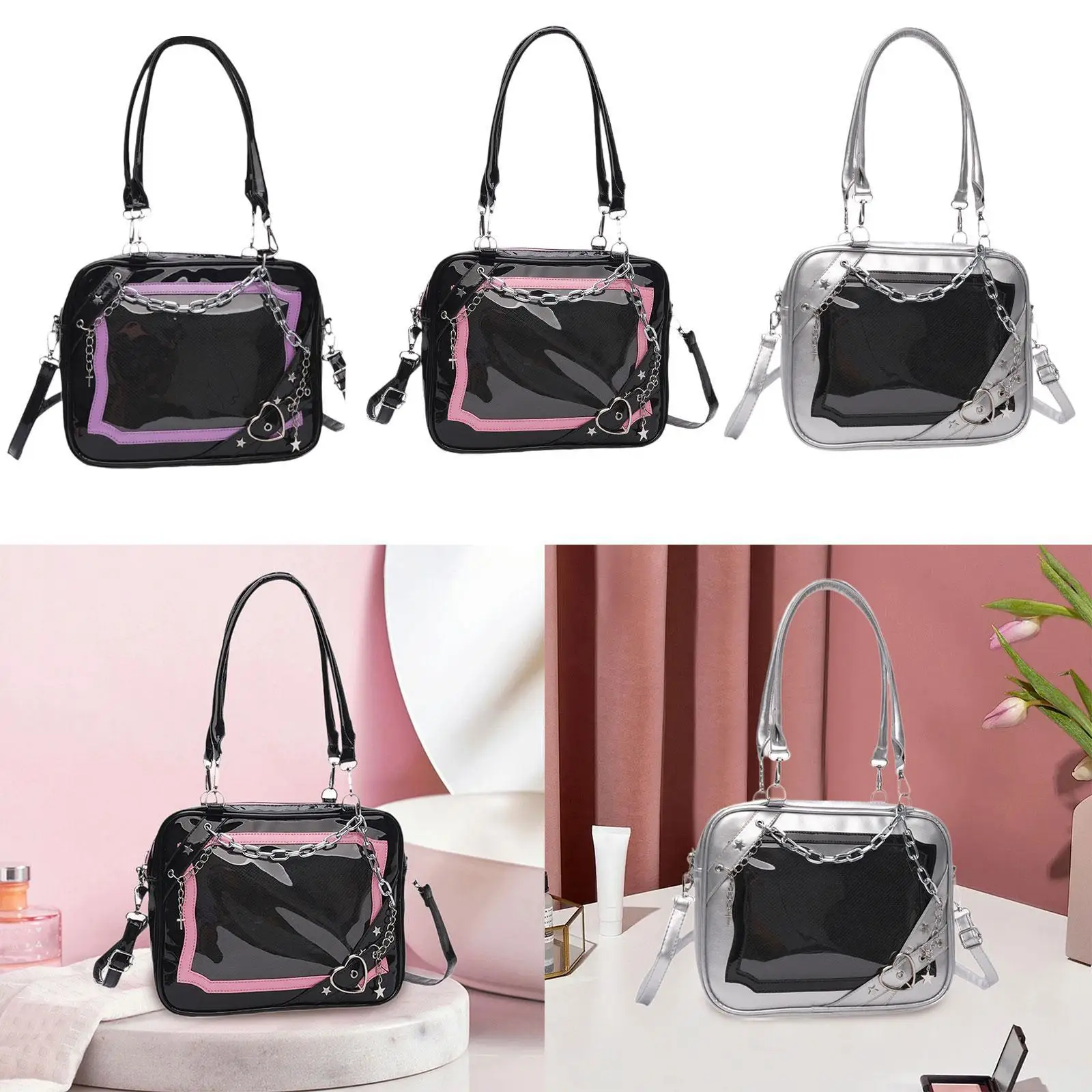 

Women Shoulder Bag Zipper Closure PU Tote Handbag for Outdoor Working Travel