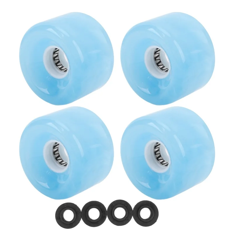 

4Pcs Skateboard Wheel Set Replacement 78A Hardness PU Translucent Flashing Longboard Skateboard Wheel Roller Blue
