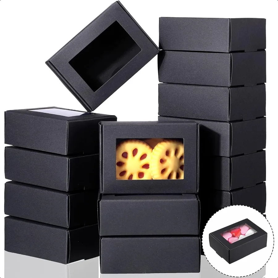 

30 Pcs Soap Boxes for Homemade Packaging Mini Kraft Treat Boxes with Window for Bakery Candy Soap Making Gift Packaging 3.7 x 2