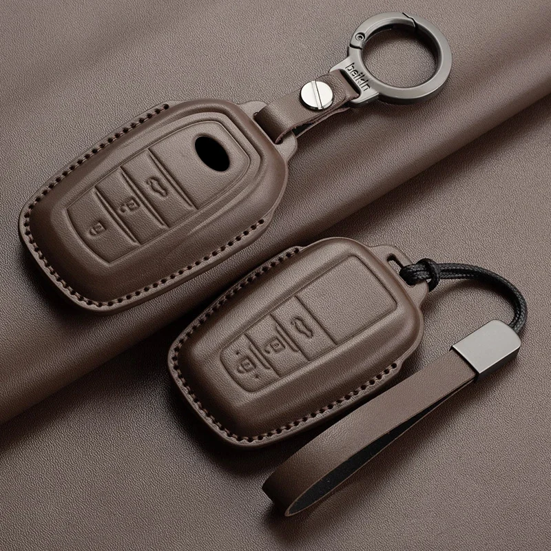 New Leather Car Remote Key Case Cover Shell For Toyota Prius Camry Corolla Avalon CHR RAV4 Land Cruiser Prado Keyless Key Fob