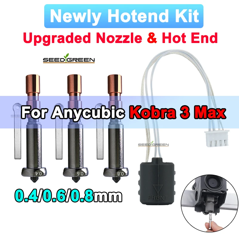 

Для Anycubic Kobra 3 Max сопло Hotend Kobra 3 Max Combo быстросменное обновление сопла 0,4 0,6 0,8