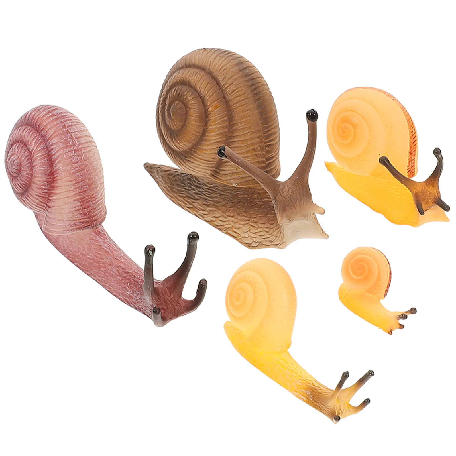 

5Pcs Simulation Snail Statues High Detail Plastic Animal Figurines for Room Decor Garden Yard Kids Animal Recognition Learning