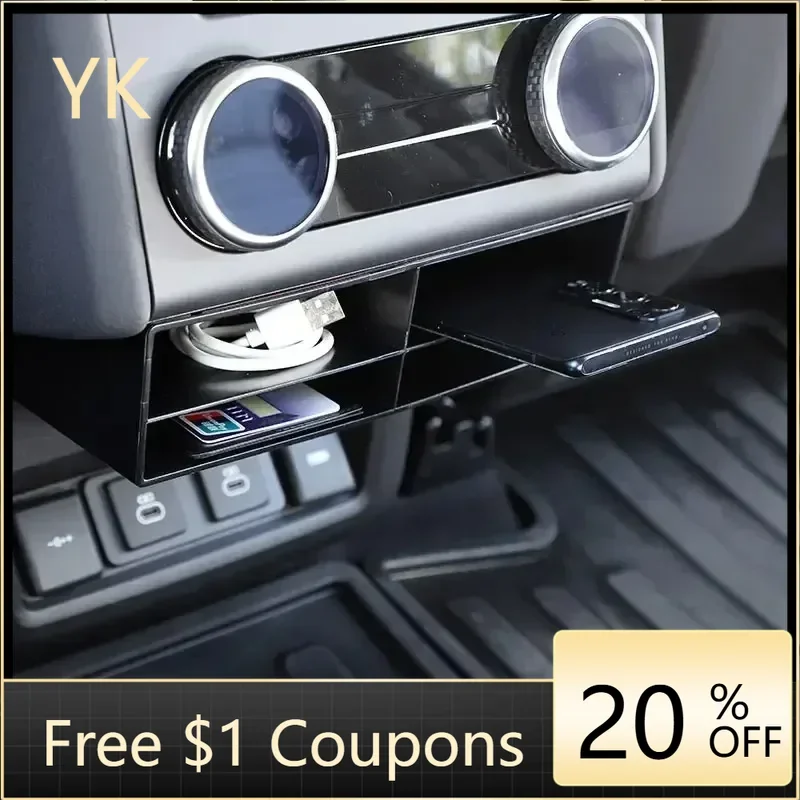 

Black Car Rear Air Conditioning Air Outlet Storage Box Mobile Pphone Box Car Accessories For Land Rover Discovery 5 LR5 2021-24