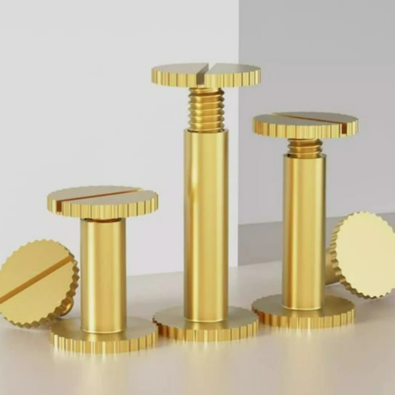 20sets Solid Brass Binding Chicago Screws Nail Stud Rivets for Photo Album Leather Craft Studs Belt Wallet Fasteners 9mm cap