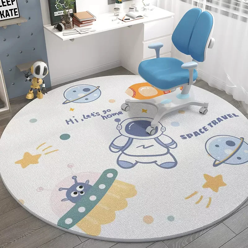 Space Astronaut Carpet Round Living Room Area Rug Universe Planet Rug for Boys Bedroom Computer Chair Mat Children Play R160cm