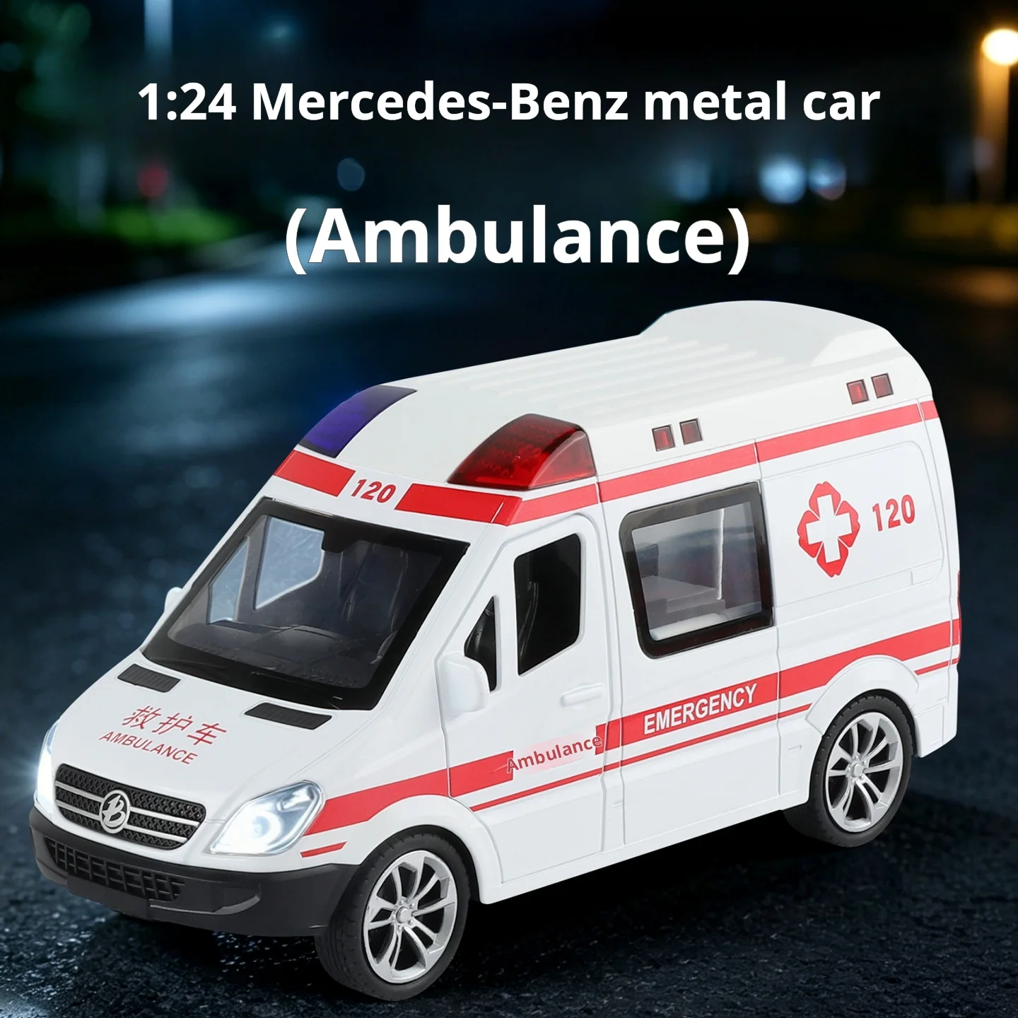 

1:24 Scale Simulation 120 Ambulance Emergency Vehicle Police Car Doctor Rescue Alloy Car Model Toy MPV Kids Toy Car Pull Back