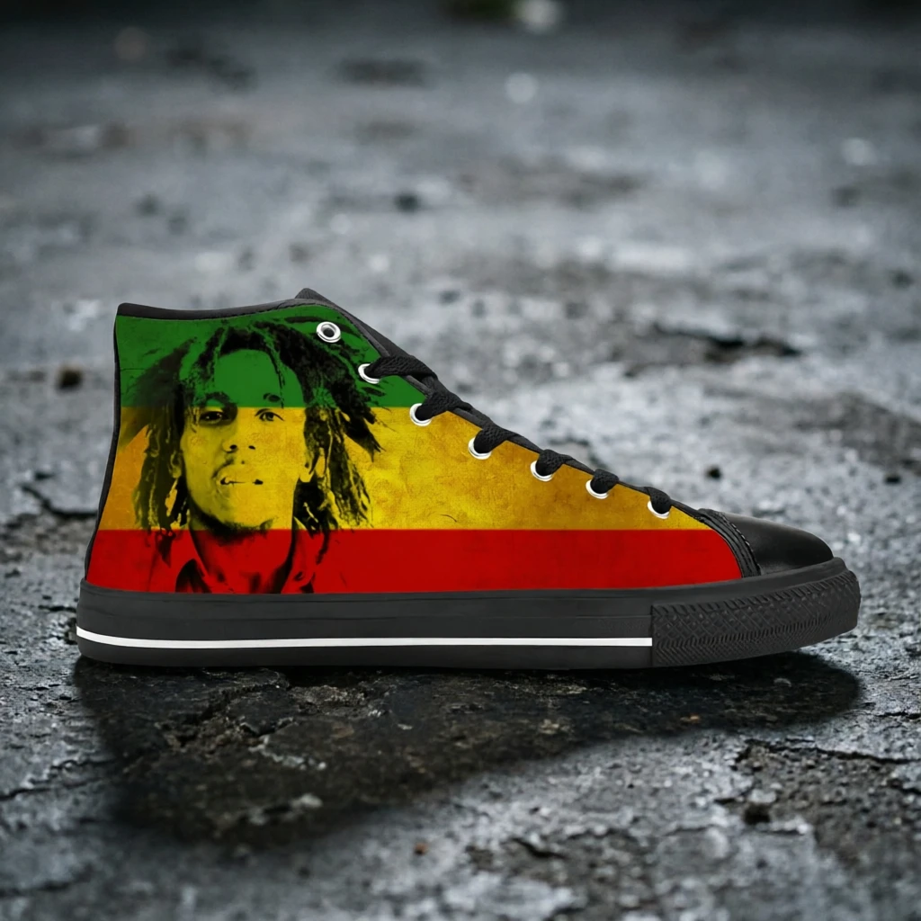 

Bob Marley Unisex Reggae Music Casual Shoes Hip Hop Street Sneakers Soft Comfortable Lightweight Non Slip Outdoor Footwear