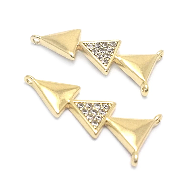 18K Gold Color Brass and Zircon Curve Connect Charms Pendants High Quality Diy Jewelry Making Necklace Earrings Accessories
