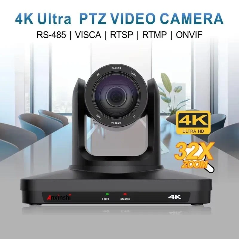 4k HD POE PTZ Video Camera 360° Rotation View 32X Zoom Cmos Multi-functional Conference Camera