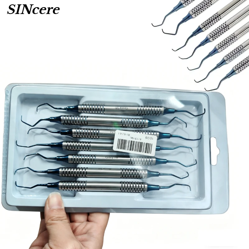 

7PCS Dental Gracey Curettes Set Dentistry Scaler Set Periodontal Teeth Clean Removing Tooth Calculus Scraper Cleaning Kits Tool