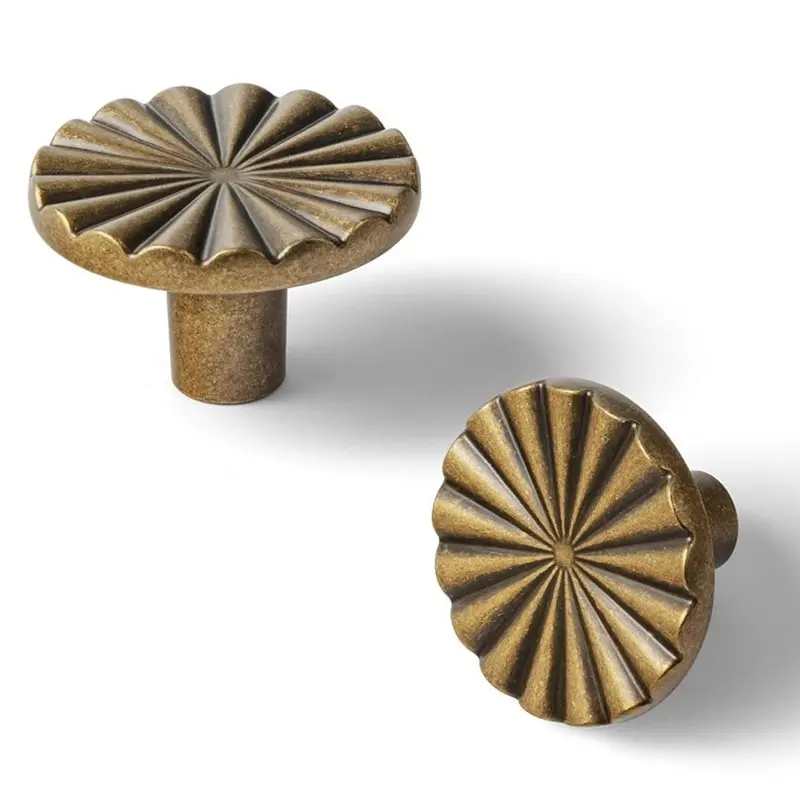 A26F-Vintage Bronze& Copper Drawer Knobs- 4Pcs Set For Wooden Cabinet And Closet Door Applications