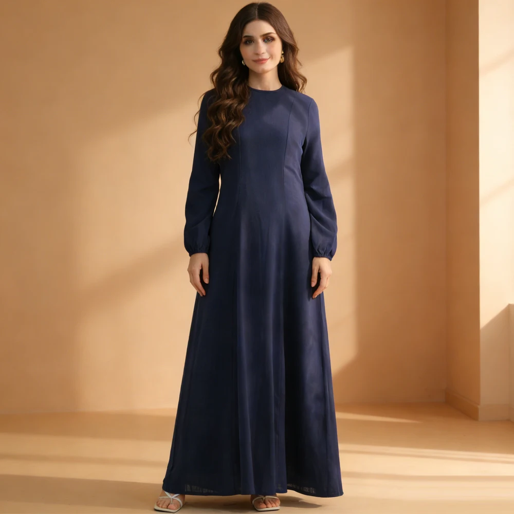 

Женская мусульманская одежда: Джеллаба, Абайя, Кафтан, Исламское платье, Рамадан, Дубай, однотонное, с карманами, Ид Мубарак