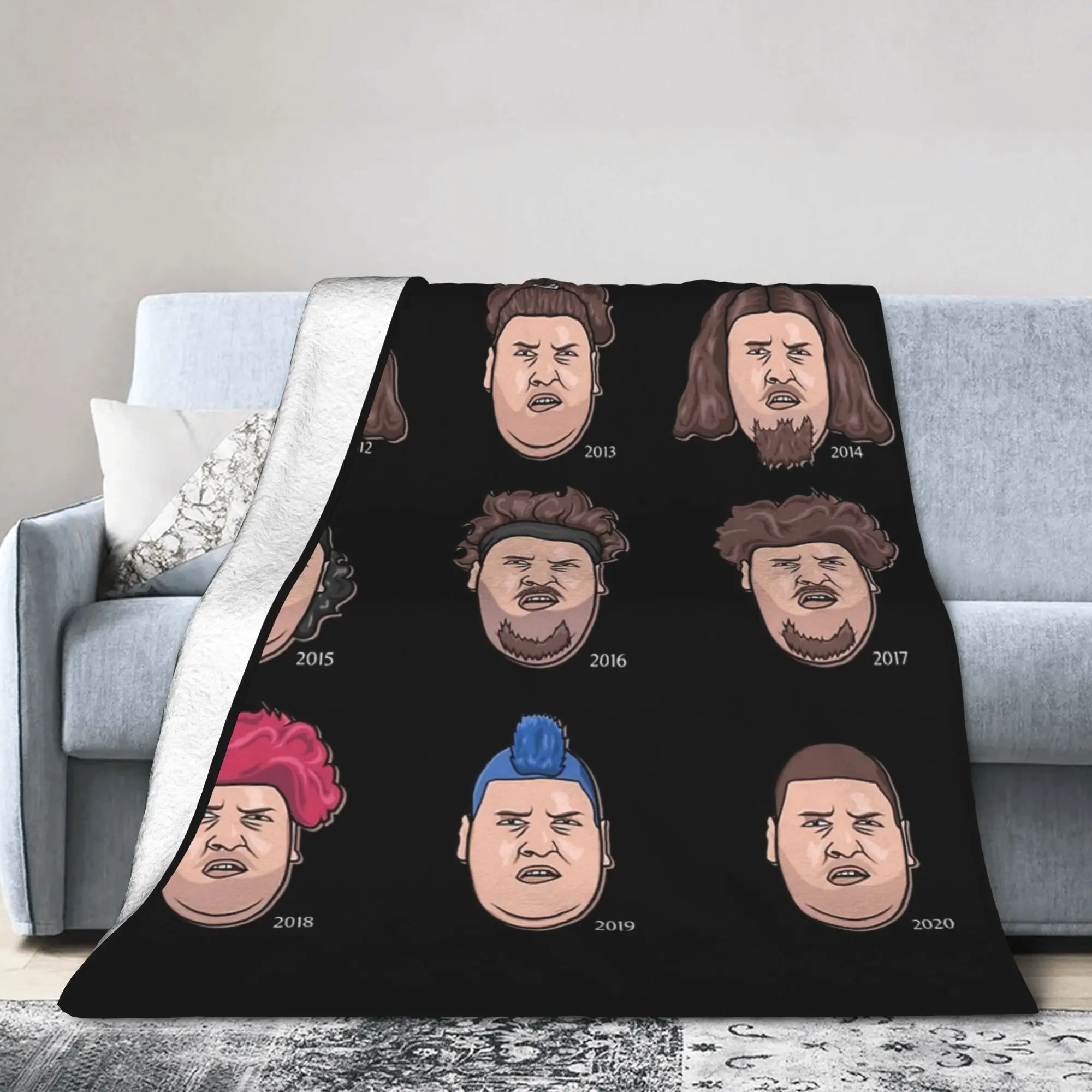 The 9 Faces of Rainer Winkler Drachenlord Flannel Blanket Superstar Vintage Throw Blankets for Home 150*125cm Soft