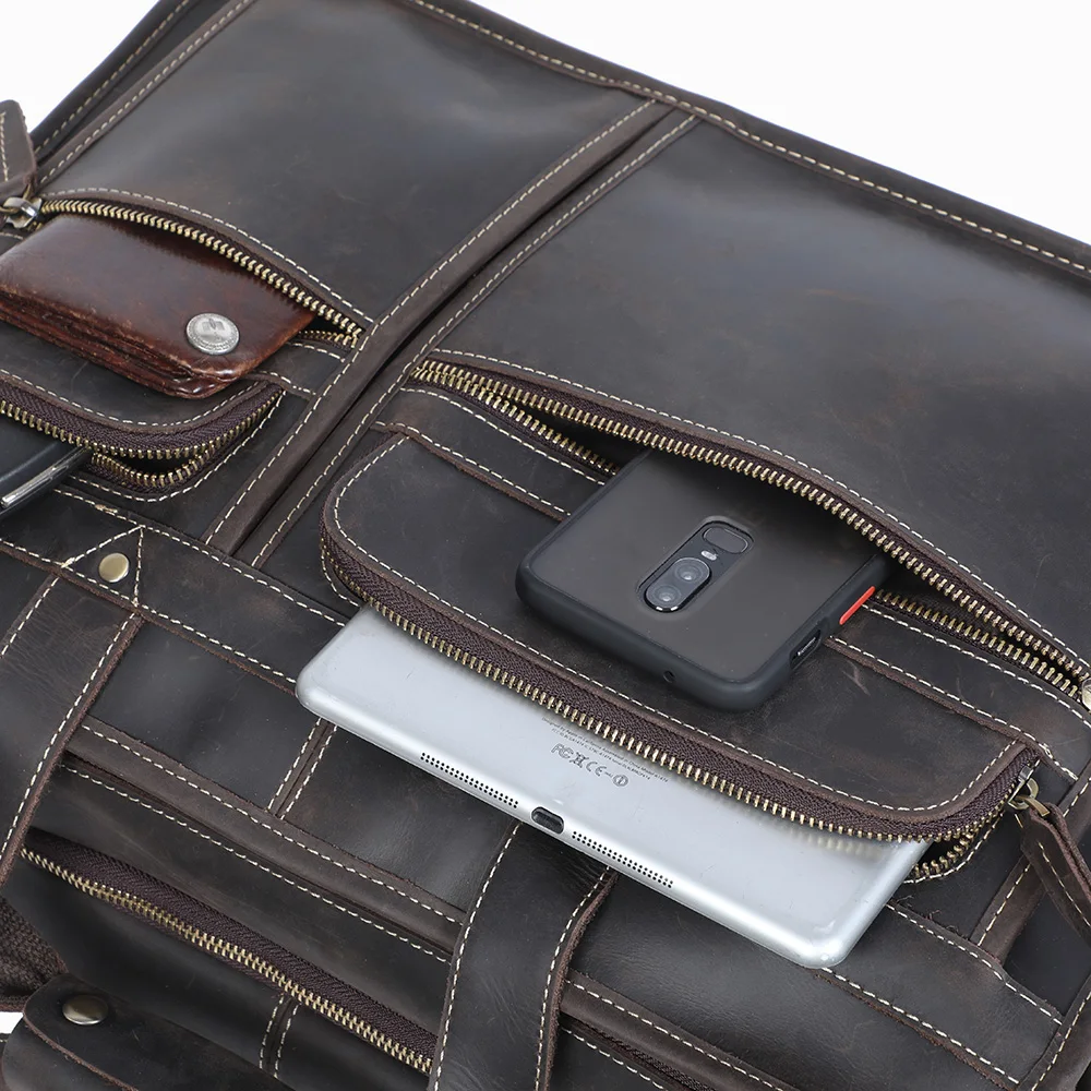 S.WORKER Premium Echtleder Business-Handtasche 16" Laptop Vintage Herren-Aktentasche für Arbeit & Reisen – Detail 17