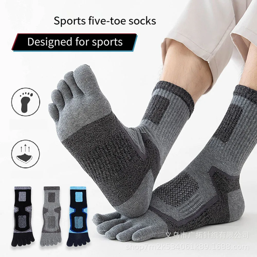 Neue Fünf-Finger-Socken für Männer, gekämmte Baumwolle, bunt, atmungsaktiv, Schweiß, Deodorant, antibakteriell, modische Sportsocken mit Zehen