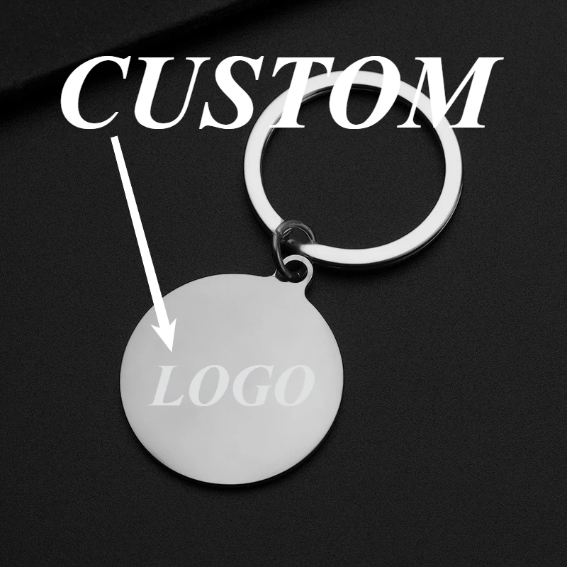 

1pc Custom Keychain Personalized Stainless Steel Round Plate Customized Key Ring Car Accessories Gift Wholesale