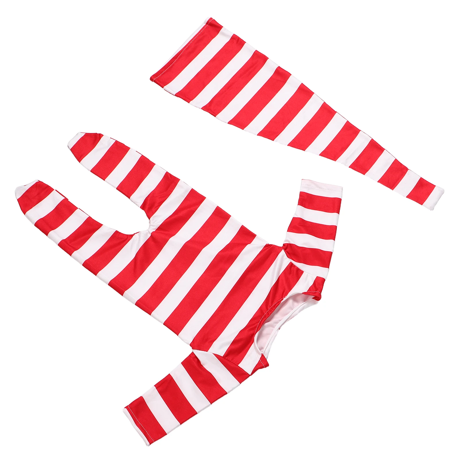 

1 Set Newborn Photography Outfit Striped Baby Romper Set With Hat Cozy Footed Skin-Friendly Material For Winter