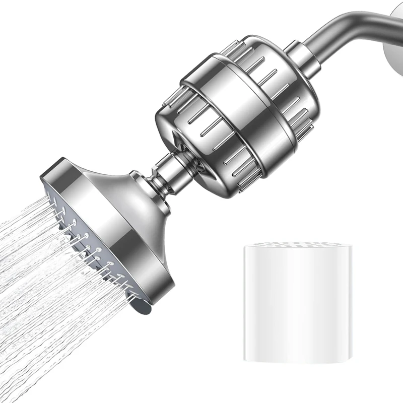 Filtered Shower Head 20 Stage Shower Filter Silver Shower Filter For Hard Water Detachable Water Softener With Mode Showerhead