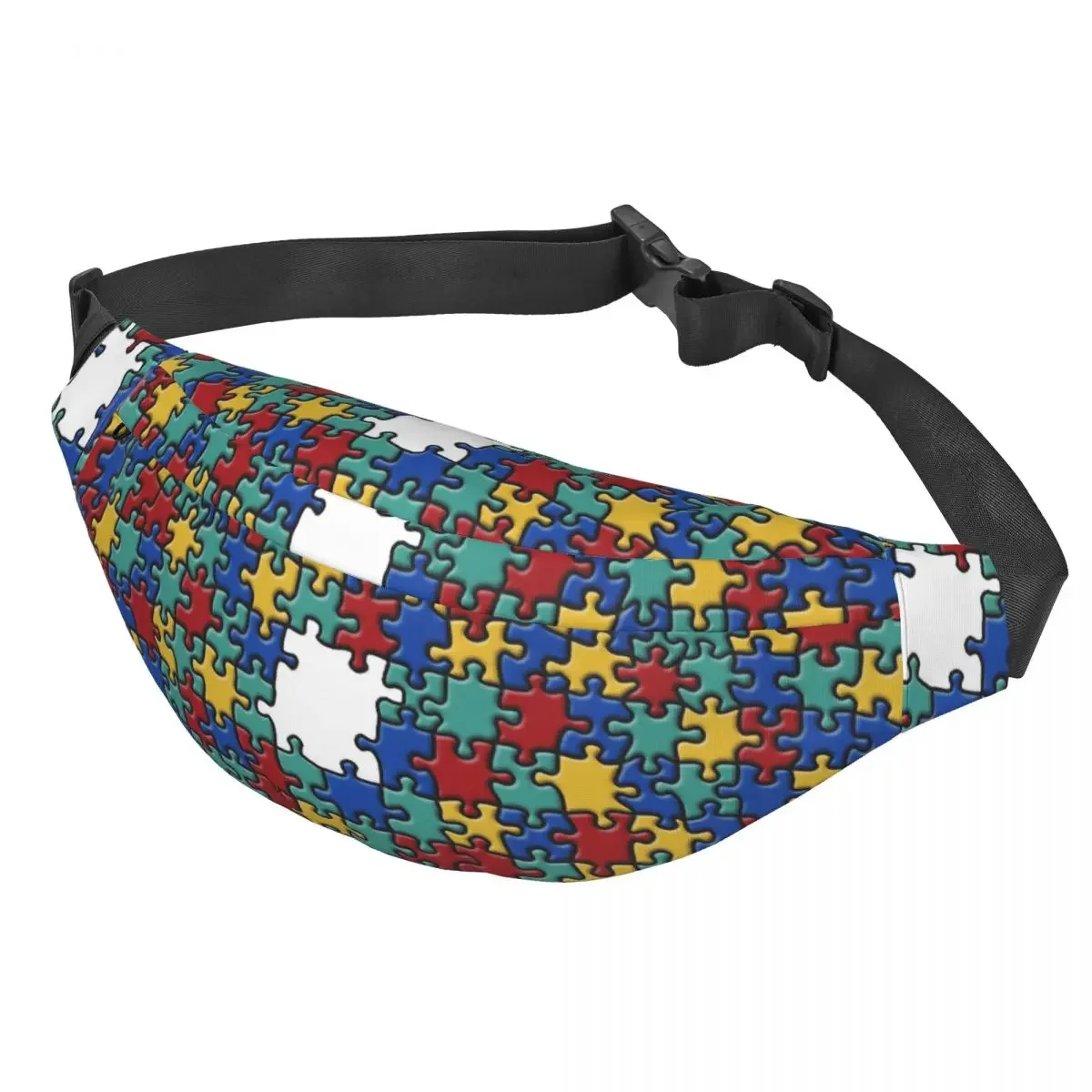 Custom Casual Colorful Puzzle Autism Awareness Fanny Pack Women Men Sling Crossbody Waist Bag for Traveling Phone Money Pouch