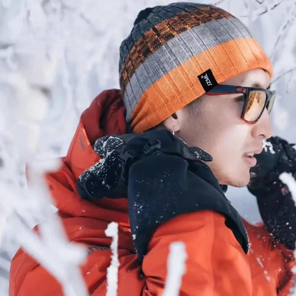 نمط جديد للجنسين JZML رسالة التسمية ديكور قبعة صغيرة عادية الملونة المشارب الشتاء محبوك قبعة في الهواء الطلق قبعة رياضية للتزلج