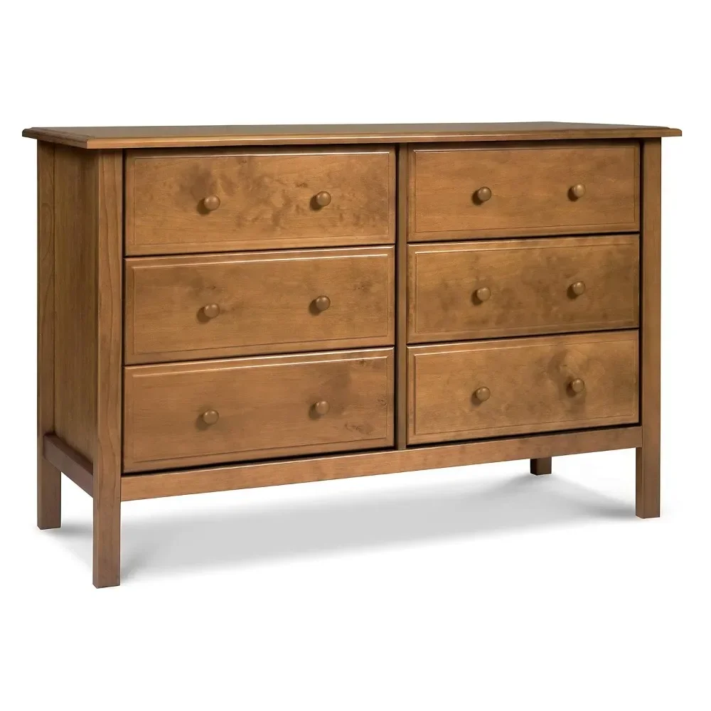 Dressing table, Jayden 6-drawer large capacity, chestnut double width dressing table,dresser